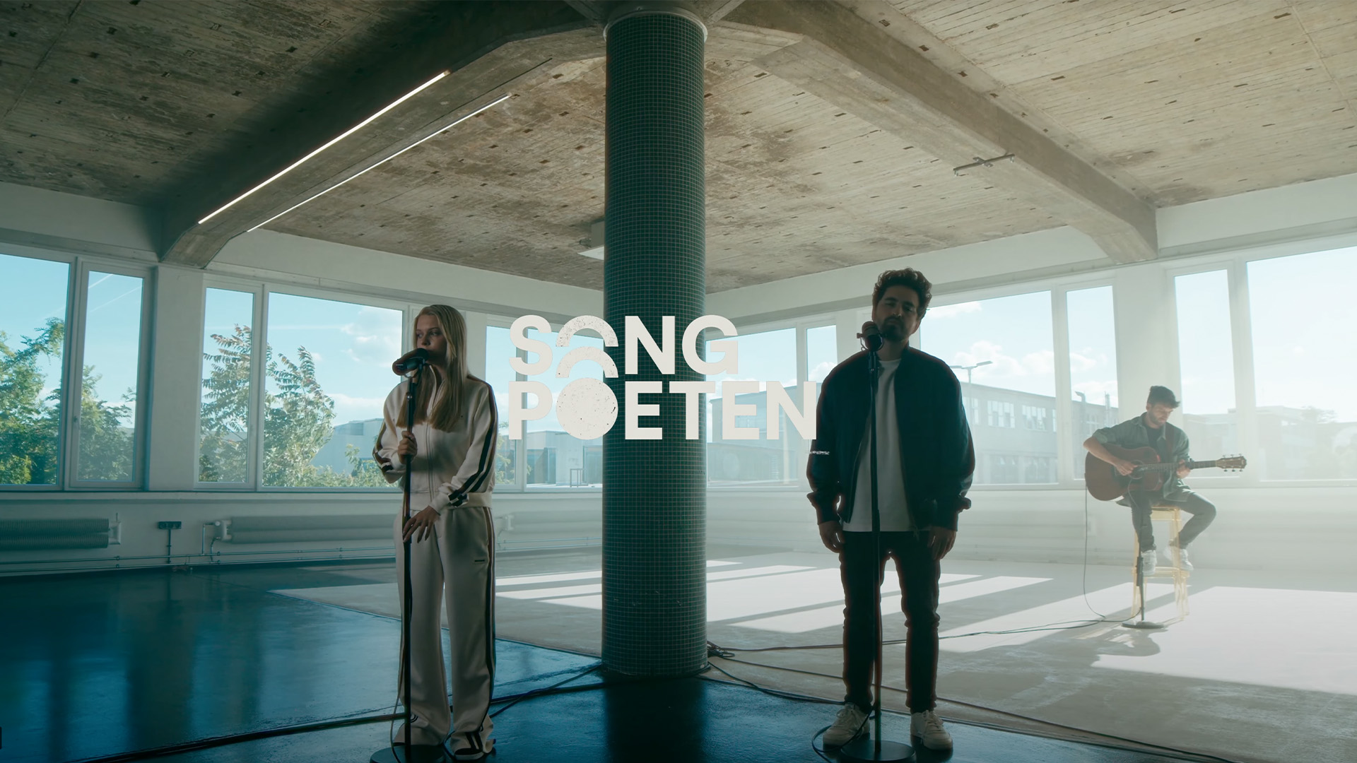 Kati K, a rising German pop artist and Berlin-born singer-songwriter Philipp Dittberner at raw studios for Songpoeten Session