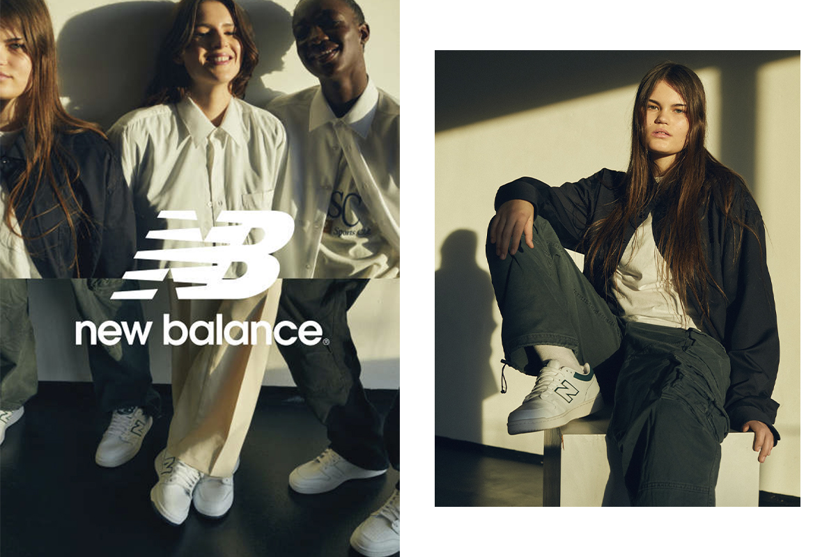 Two editorial photos showcasing the New Balance 480 collection.